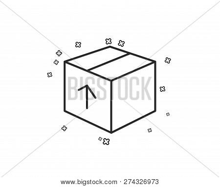 Delivery Box Line Icon. Logistics Shipping Sign. Parcels Tracking Symbol. Geometric Shapes. Random C