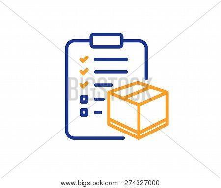 Parcel Checklist Line Icon. Logistics Check Sign. Package Control Symbol. Colorful Outline Concept. 