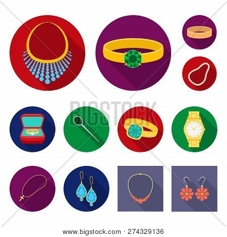 Vector Design Of Jewelery And Necklace Logo. Set Of Jewelery And Pendent Stock Symbol For Web.