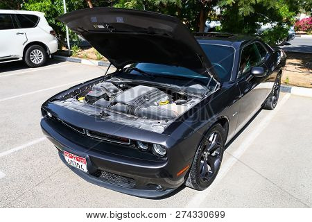 Dubai, Uae - November 15, 2018: Motor Car Dodge Challenger R/t In The City Street.