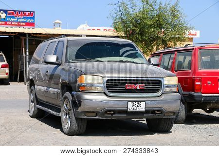 Khor Fakkan, Uae - November 18, 2018: Motor Car Gmc Yukon In The City Street.
