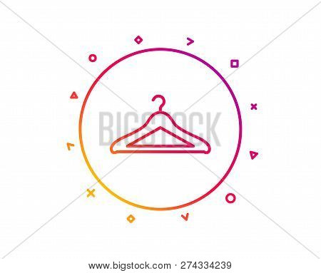 Cloakroom Line Icon. Hanger Wardrobe Sign. Clothes Service Symbol. Gradient Pattern Line Button. Clo