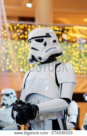 Dubai, United Arab Emirates - December 11, 2018: Stormtroopers Star Wars Characters Displayed In Dub
