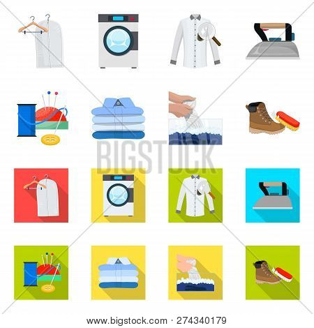Vector Illustration Of Laundry And Clean Icon. Collection Of Laundry And Clothes Vector Icon For Sto