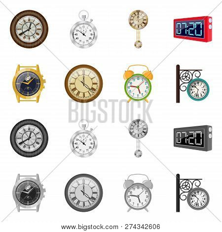 Isolated Object Of Clock And Time Sign. Collection Of Clock And Circle Vector Icon For Stock.