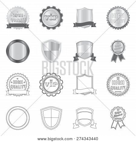 Vector Illustration Of Emblem And Badge Symbol. Set Of Emblem And Sticker Vector Icon For Stock.