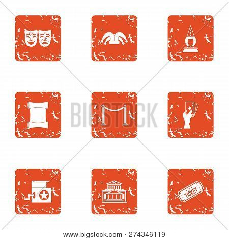 Mummery Icons Set. Grunge Set Of 9 Mummery Icons For Web Isolated On White Background