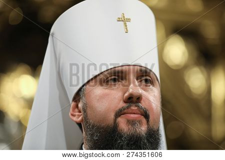 Kiev, Ukraine - Dec. 15, 2018: Newly Elected Primate Of The Ukrainian Autocephalous Orthodox Church,
