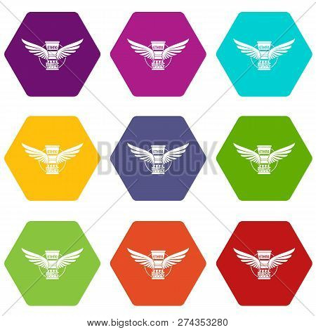 Percussion Instrument Icons 9 Set Coloful Isolated On White For Web