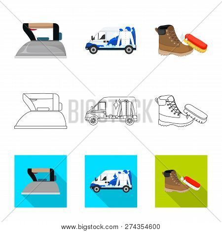 Vector Illustration Of Laundry And Clean Logo. Set Of Laundry And Clothes Vector Icon For Stock.