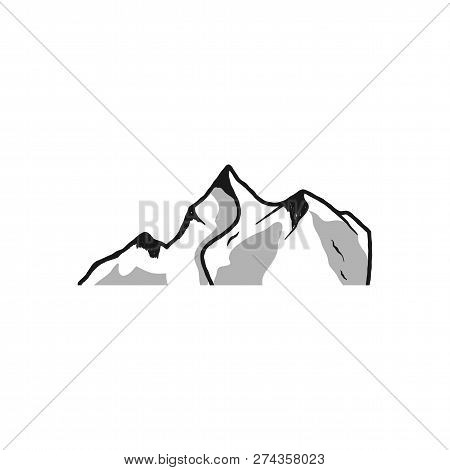 Mountain Silhouette Shape. Outdoor Icon Isolated On White Background. Stock Vector Hiking Symbol