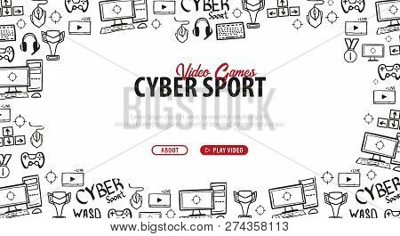 Cyber Sport Banner. Esports Gaming. Video Games. Live Streaming Game Match. Vector Illustration