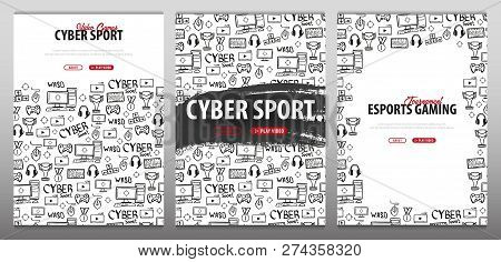 Set Of Cyber Sport Banners. Esports Gaming. Video Games. Live Streaming Game Match. Vector Illustrat