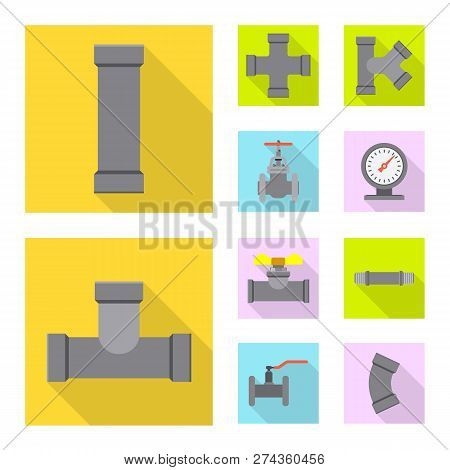 Vector Design Of Pipe And Tube Sign. Set Of Pipe And Pipeline Stock Vector Illustration.