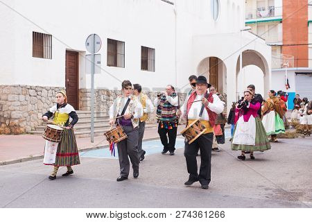 Oropesa Del Mar, Spain - January 13, 2018: Holiday Procession On Festival Of Saint Anthony In The St
