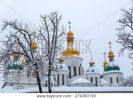 Facade Of St Sophias Cathedral, An Unesco World Heritage Site In Kiev Kyiv , Ukraine, Europe
