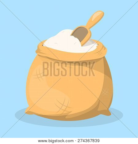 Bag Of Wheat White Flour And A Shove
