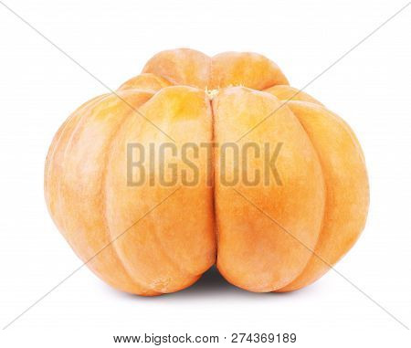 Yellow Pumpkin On A White Background Season, Seasonal, Nature, Fresh, Plant, Autumn, Orange