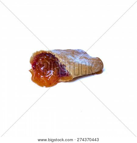 Cookies Rolled With Cherries And Black Currants Isolated On A Wh