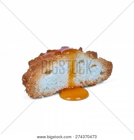 Cookies Rolled With Cherries And Black Currants Isolated On A White Background. Sweet Dessert