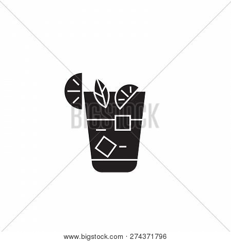 Aperitif, Beverage Black Vector Concept Icon. Aperitif, Beverage Flat Illustration, Sign