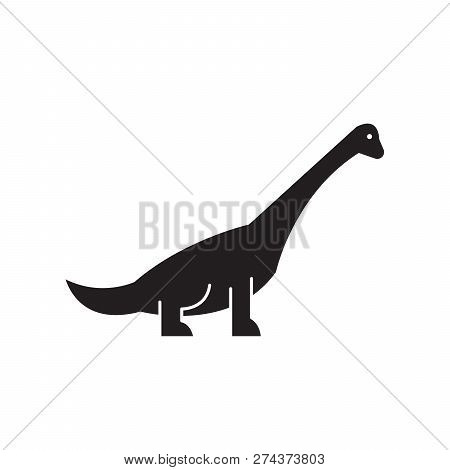 Brachiosaurus Black Vector Concept Icon. Brachiosaurus Flat Illustration, Sign