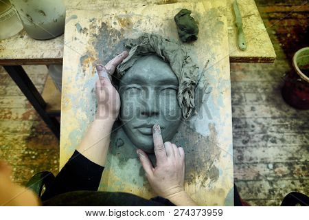 Russia, Moscow-december 15, 2018.sculpture Lessons At Moscow State Art Institute Named After Surikov
