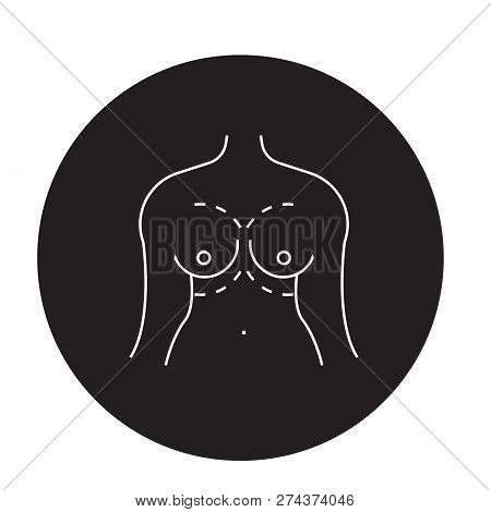 Breast Augment Black Vector Concept Icon. Breast Augment Flat Illustration, Sign