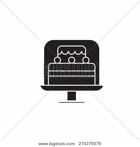 Cake Stand Black Vector Concept Icon. Cake Stand Flat Illustration, Sign