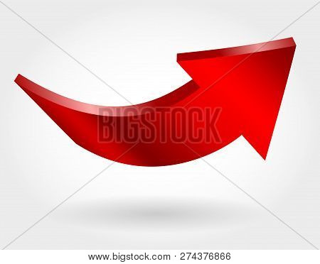 Red Up Arrow And Neutral White Background. 3d Illustration