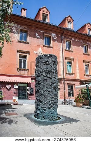 Ljubljana, Slovenia - June 28, 2015: Monument To The Volunteers Of Slovenian Development, Who Died I