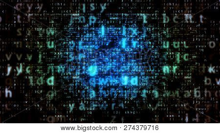 Blue Matrix Letters With Plazma Center
