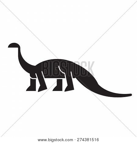 Diplodocus Black Vector Concept Icon. Diplodocus Flat Illustration, Sign