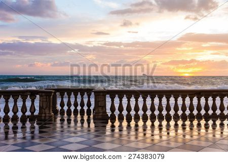 The Terrazza Mascagni Is A Wide Sinuous, Suggestive Belvedere Toward The Sea In Leghorn, Italy