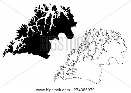 Troms (administrative Divisions Of Norway, Kingdom Of Norway) Map Vector Illustration, Scribble Sket