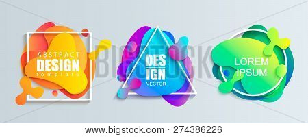 Set Of Liquid Gradient Color Abstract Geometric Shapes.modern Banner With Fluid Design.circle, Trian
