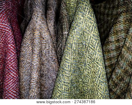 Concept Of Weaving Traditional Tweed Products In Scotland