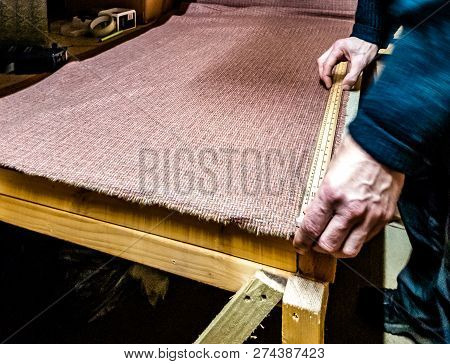 Concept Of Weaving Traditional Tweed Products In Scotland