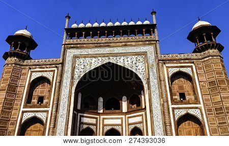 Agra, Uttar Pradesh, India - December 1: Picture Of The Main Gate - The Gate Way To The Taj Mahal On