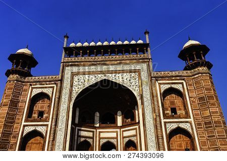 Agra, Uttar Pradesh, India - December 1: Picture Of The Main Gate - The Gate Way To The Taj Mahal On