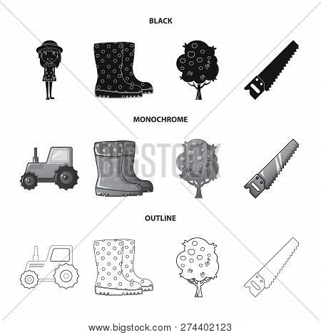Isolated Object Of Farm And Agriculture Sign. Set Of Farm And Plant Stock Vector Illustration.