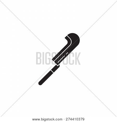 Garden Billhook Black Vector Concept Icon. Garden Billhook Flat Illustration, Sign