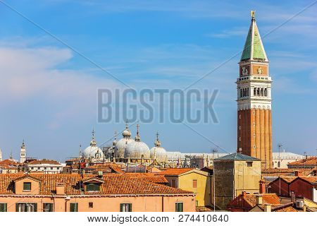 San Marco Campanile And The Dome Of The Basilica, Aerial View, V