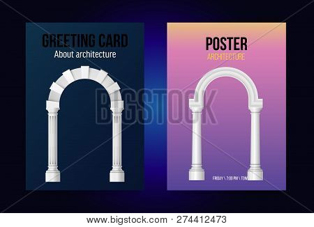 Arch. Posters A4 For Ancient Architecture. Realistic Design. Real