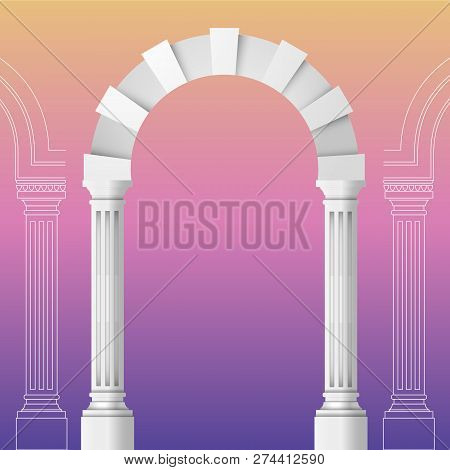 Arch Realistic Design. Ancient Architecture Vector Illustration