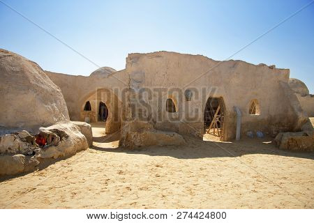 Decorations Of Movie Star Wars Episode First In Sahara Desert, Nefta, Tunisia 14 October 2018