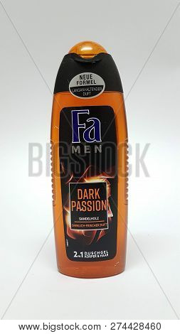 Pula, Croatia - Dec. 12 2018 - Fa Men Dark Passion Sensual Fresh Sandalwood Shower Gel For Body & Ha