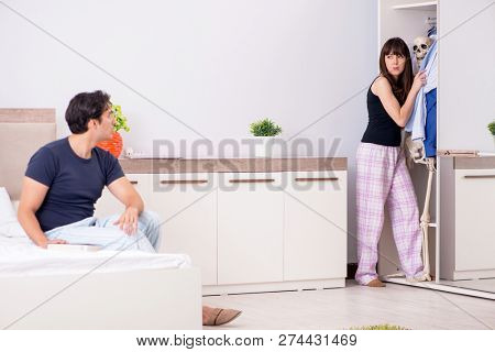 Concept of Skeleton in the cupboard or closet