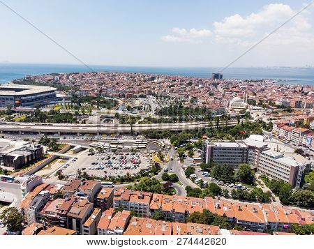 Istanbul, Turkey - February 23, 2018: Aerial Drone View Of Kadikoy / Istanbul