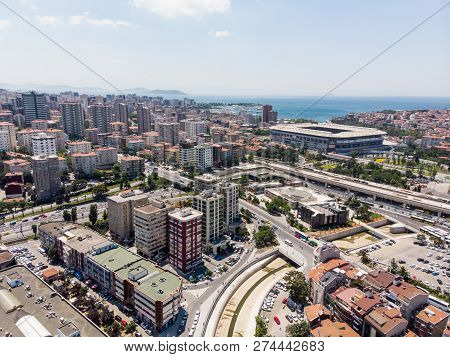Istanbul, Turkey - February 23, 2018: Aerial Drone View Of Kadikoy / Istanbul
